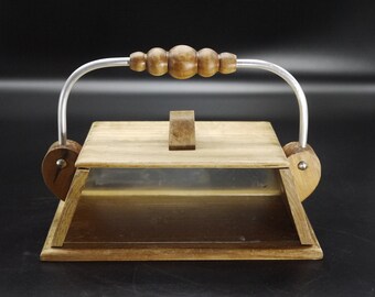 Art Deco Keepsake Box French Antique Glass and Wood Display Jewelry Box