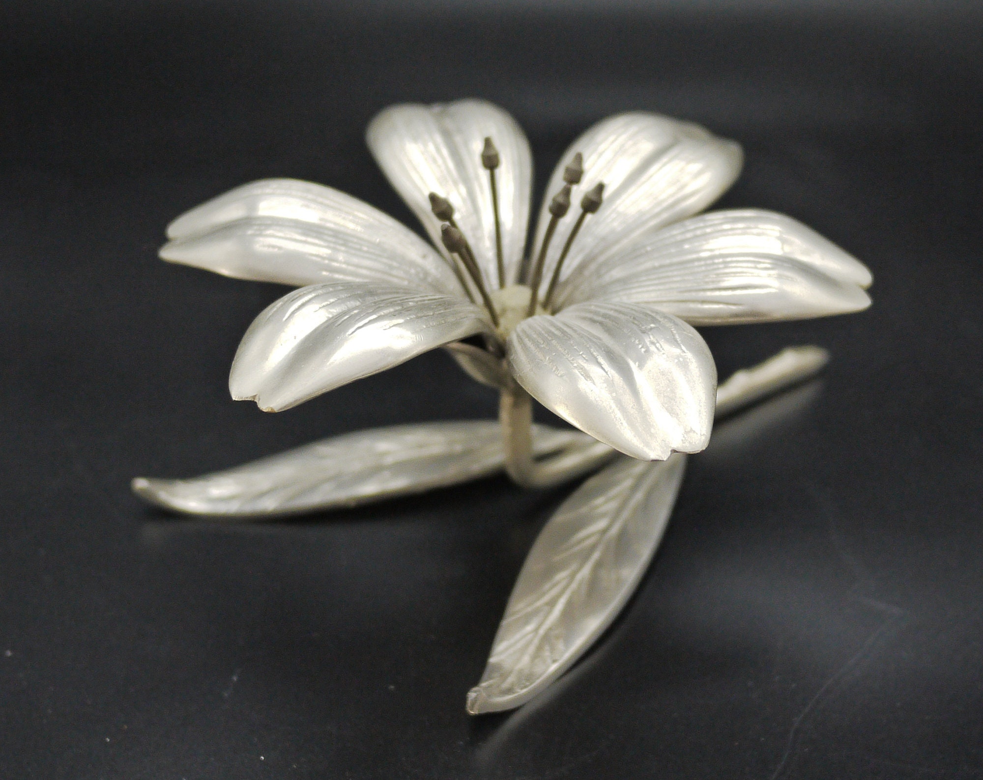 Vintage Flower Ashtray Silver Flower Petal Ashtray S. Agudo Style
