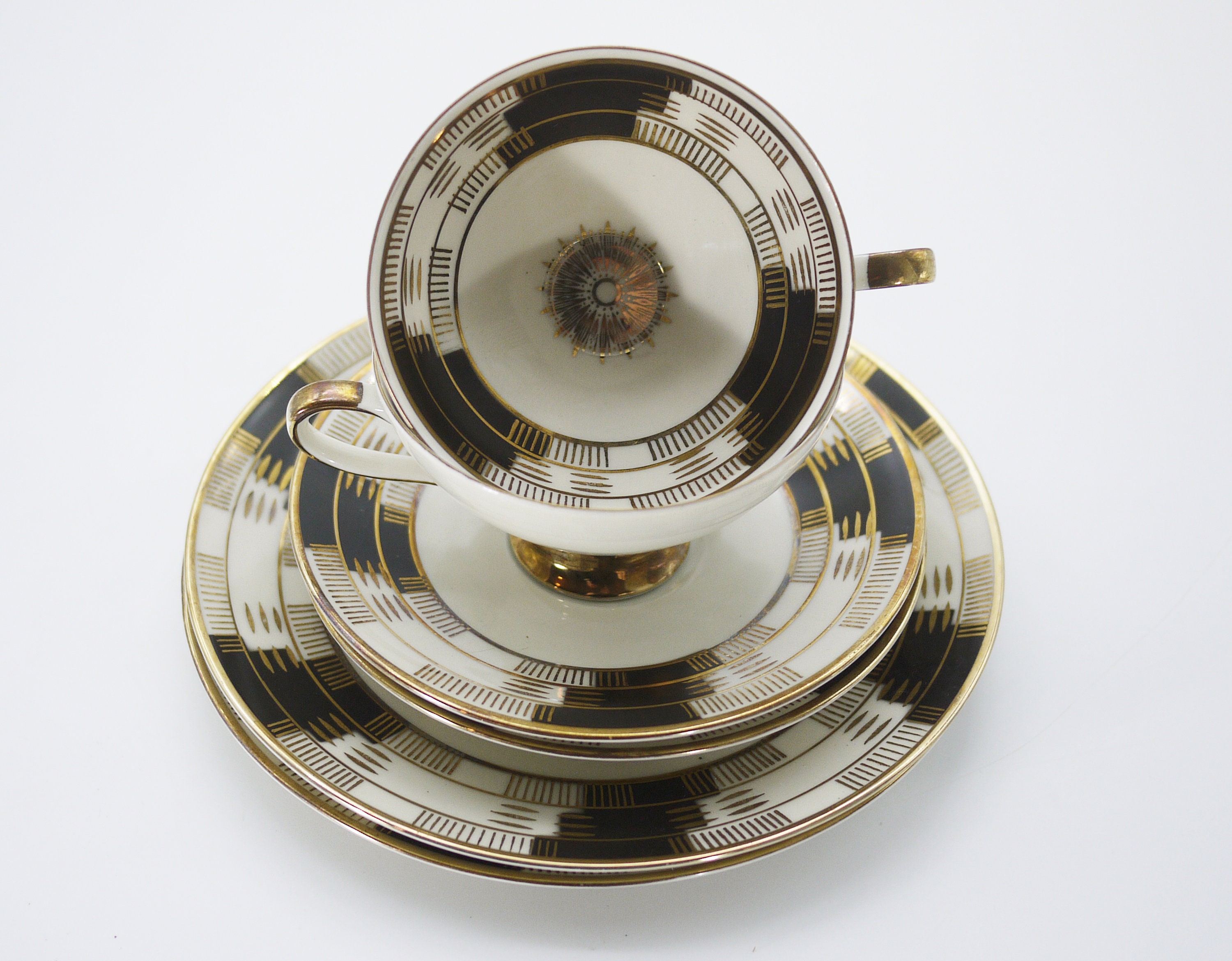 Vintage Winterling German Porcelain Gold Tea Trio Set, S/6