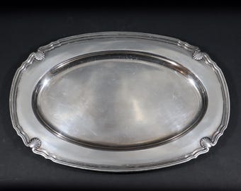 Large Oval Platter Silver Plate Art Deco Tray French Gallia Serving Plate