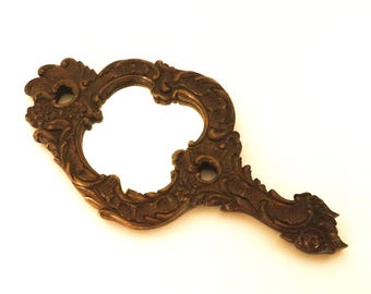 Antique Hand Carved Wood Vanity Mirror French Handheld Vanity Makeup Mirror