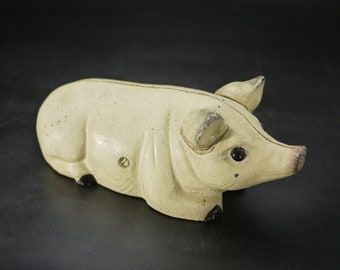 Vintage Rustic Cast Iron Pig Bank Desk Home Office Pig Decor