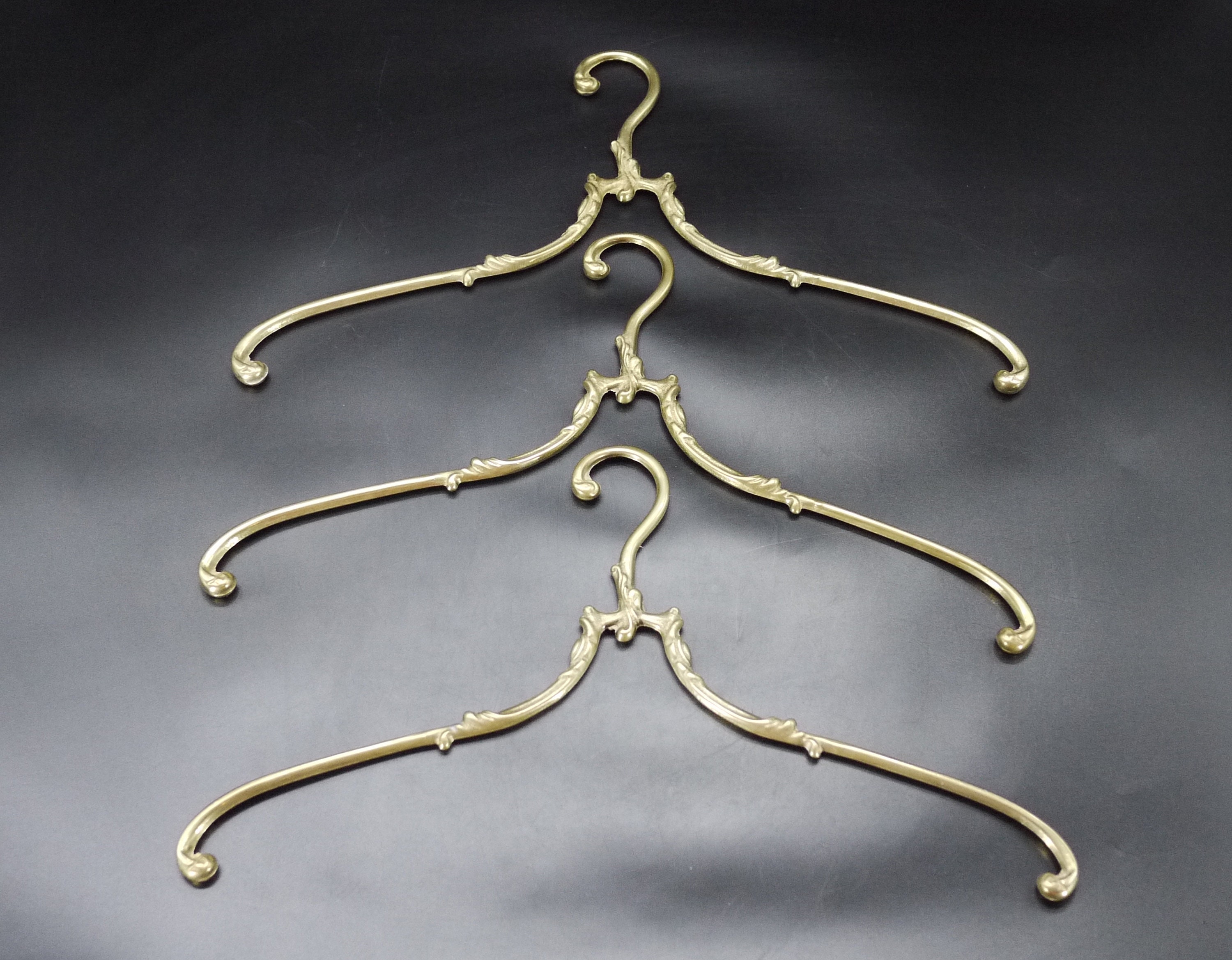Antique French Brass Coat Hanger Set of 3
