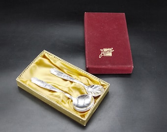 Silver Plated Spoon set Vintage German Sugar and Cream Spoons Boxed