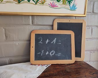 Vintage Schoolhouse Chalkboards Set of 2 French School Slates, Menu Memo Boards