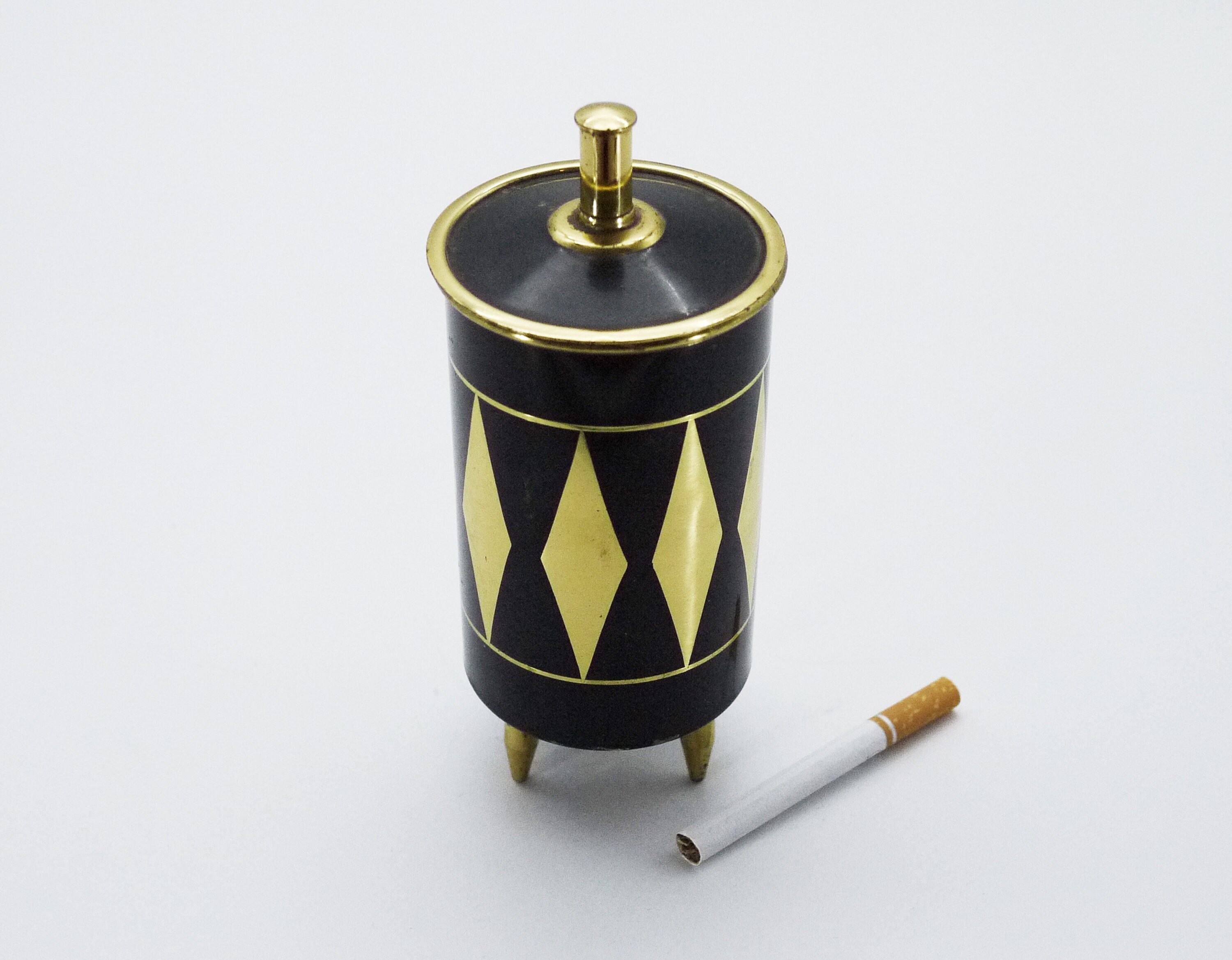 French 60s Cigarette Dispenser Brass and Black