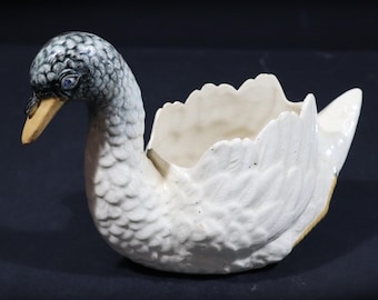 Antique Swan Jardiniere Majolica Flower Plant Pot