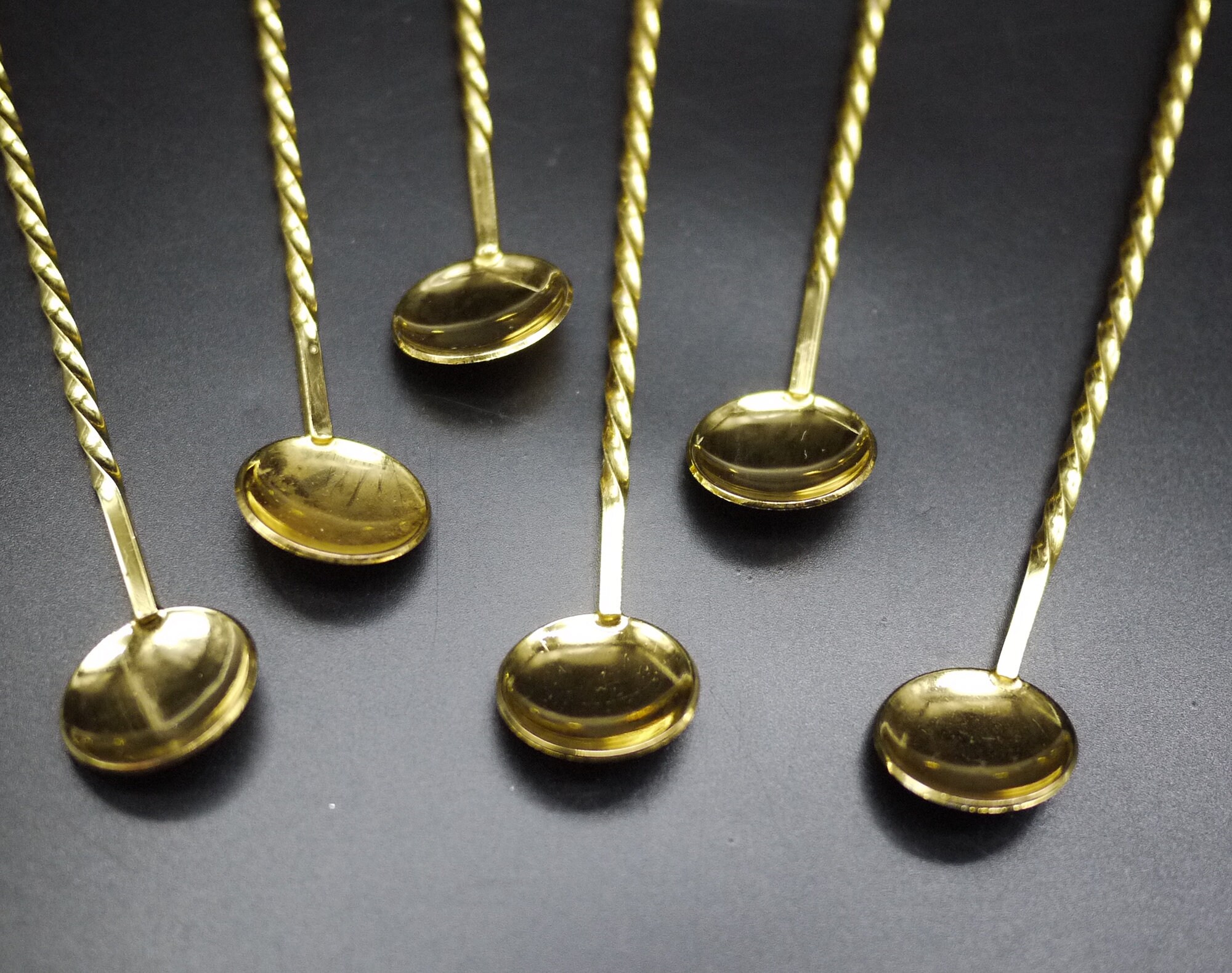 French Gold Cocktail Stirrer Spoons set of 6