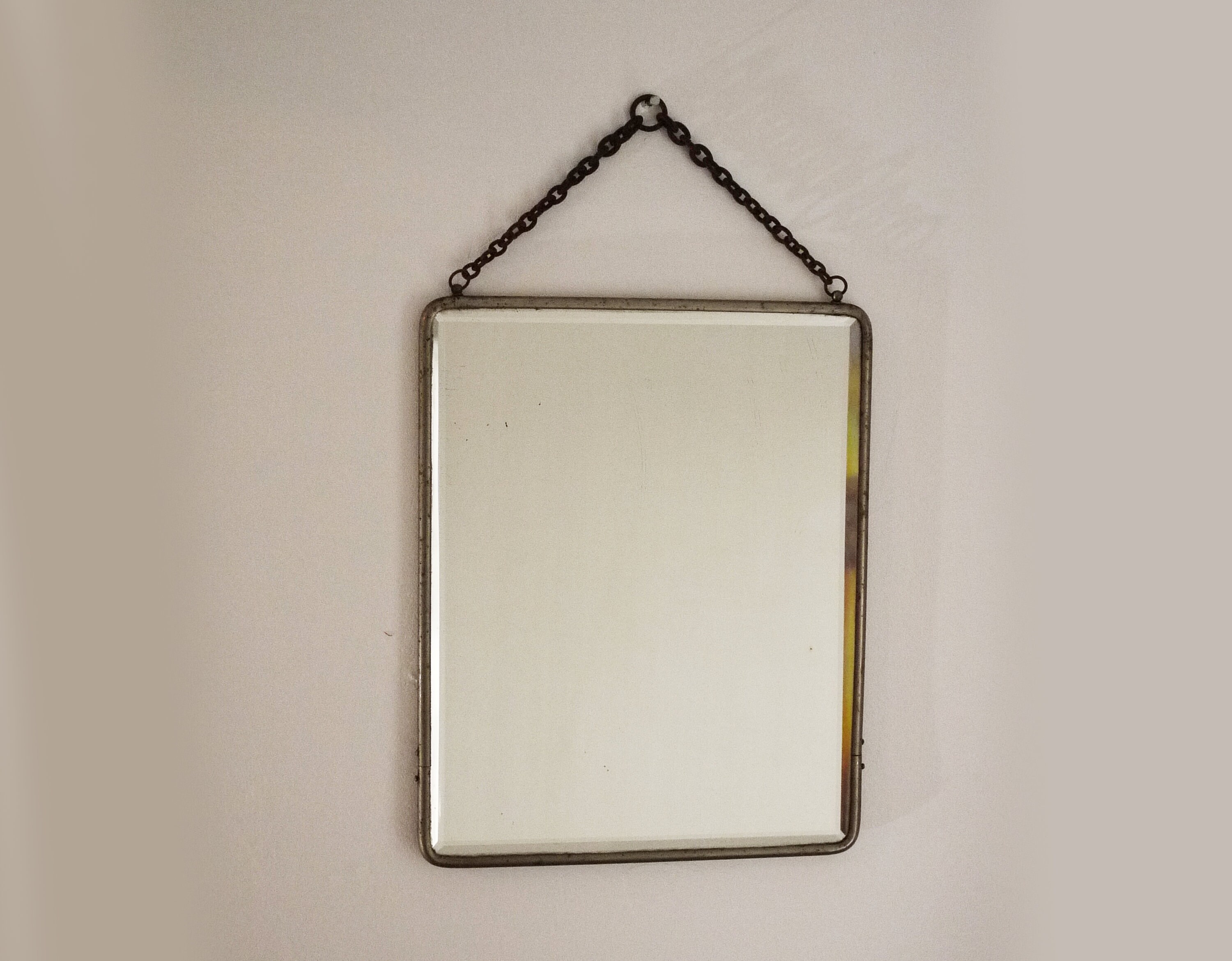 Antique French Barber Shop Beveled Wall Mirror