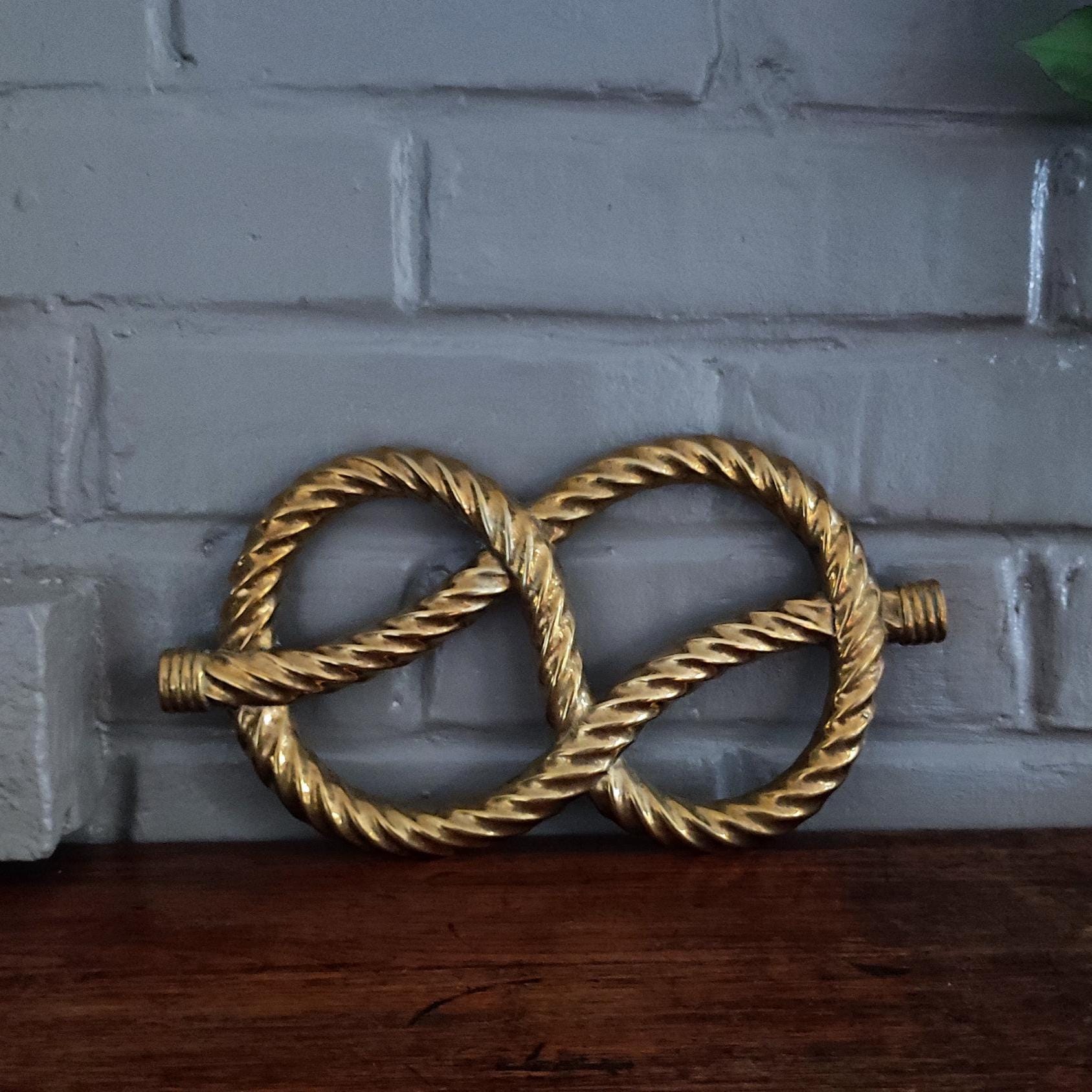 Vintage French Decorative Gold Trivet for Hot Dishes, Brass