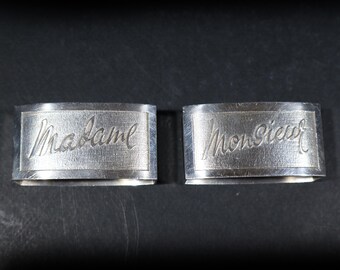Madame & Monsieur Napkin Rings, Vintage Boxed Table Accessories