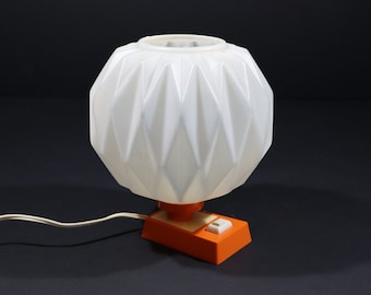 French Vintage Table Lamp Plastic Origami Shade Retro Lamp Orange Desk Light