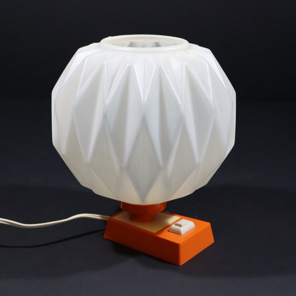 Vintage Origami Table Lamp, 70s Orange Plastic Lamp