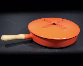 Retro Red Dansk Kobenstyle Sauté Pan from the 1960s - French Elegant Kitchenware