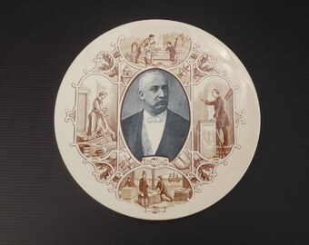 French Antique Transferware Wall Plate President Felix Faure