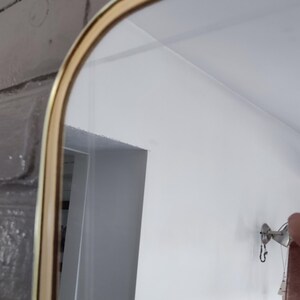 French Asymmetric Brass Wall Mirror, 1960s Rockabilly Decor image 12