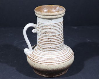 Rustic Pottery Vase Vintage West German Stoneware Pitcher Farmhouse Kitchen Decor