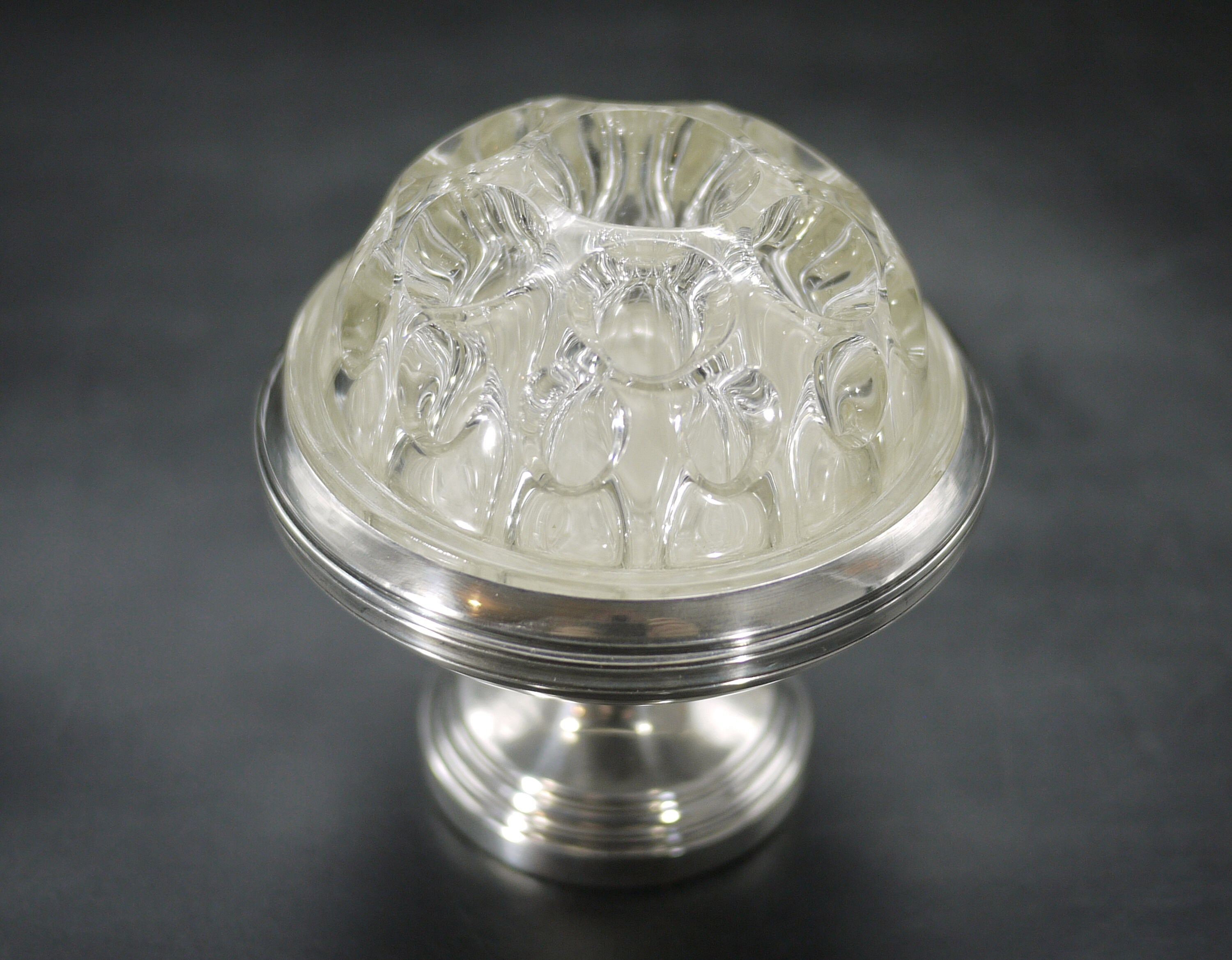 French Glass & Silver Plated Flower Frog