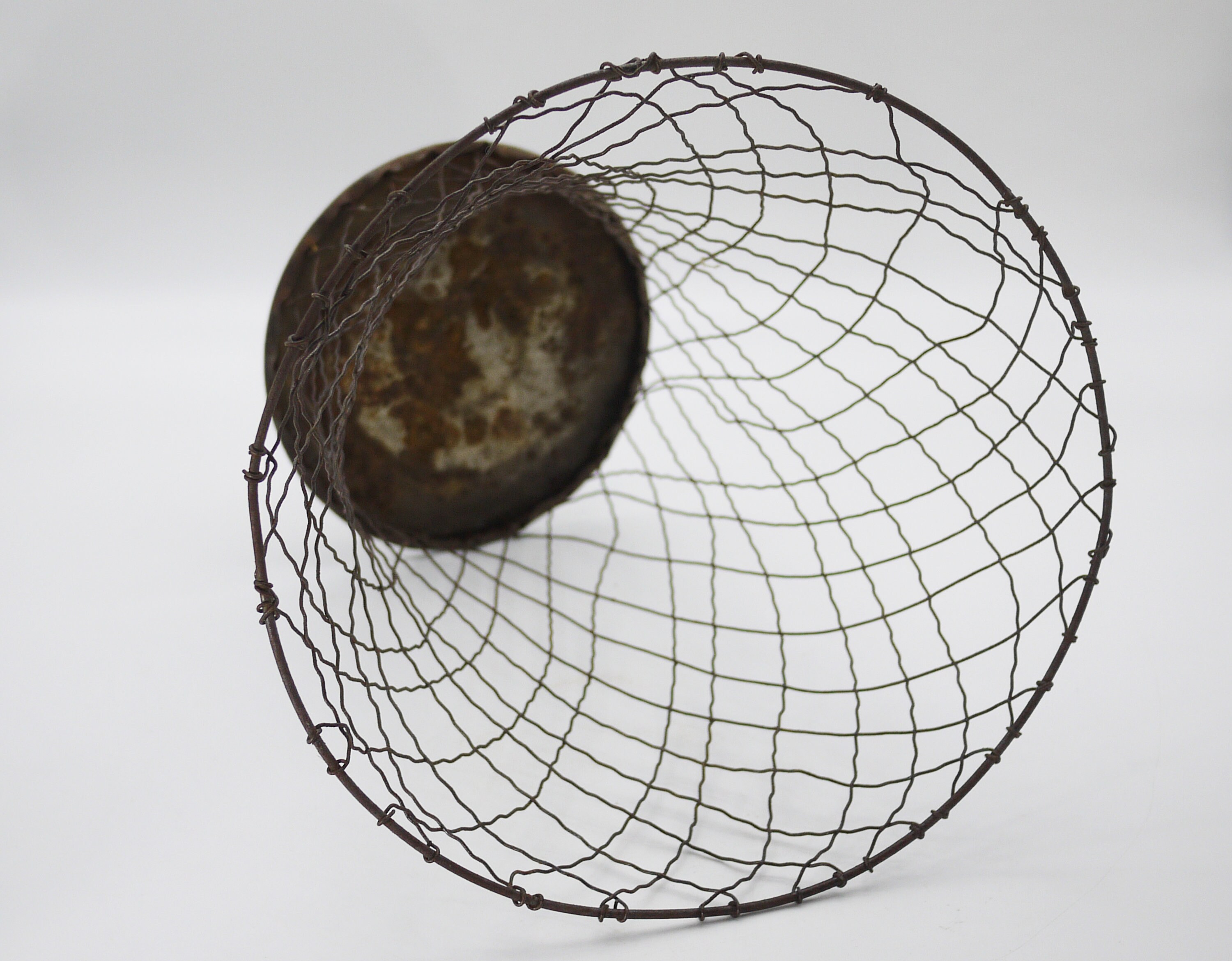 Antique French Wire Mesh Waste Basket