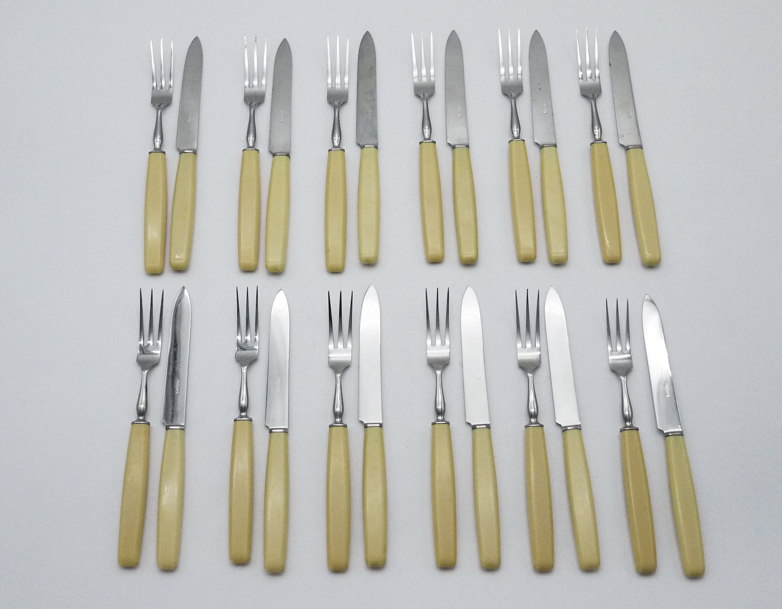 Vintage French Bakelite Pastry Forks and Knives in Box