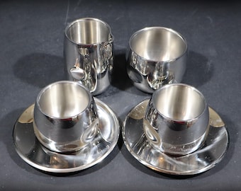 AMC Art Design Vintage 2 Espresso Cups with Creamer and Sugar, 70s Italian Coffee Set
