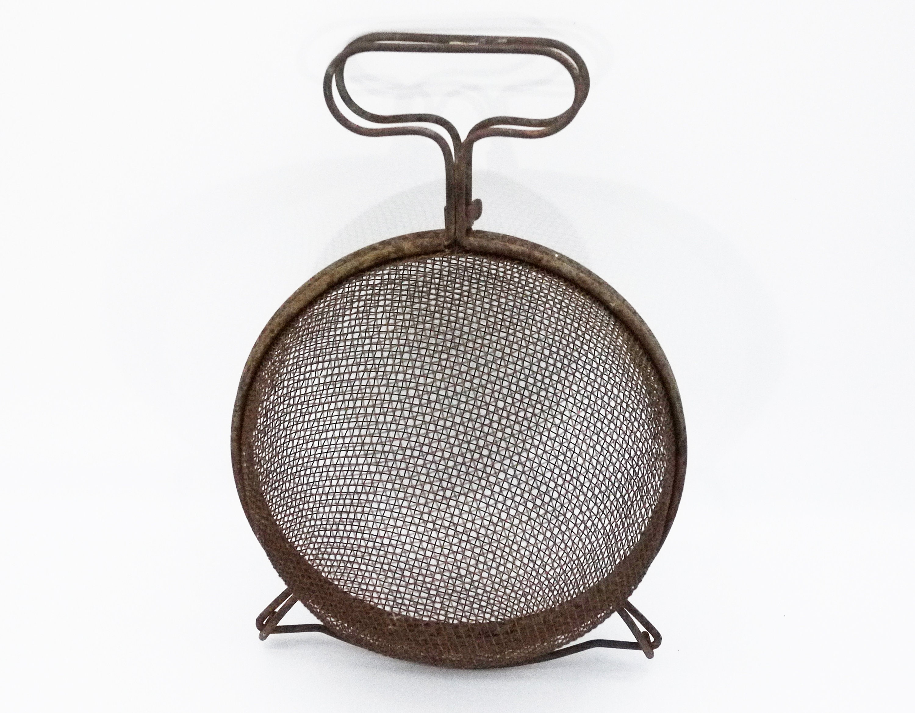 Antique French Wire Egg Round Basket