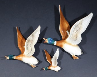 Vintage Flying Ducks Ceramic Wall Decor, Wall Birds