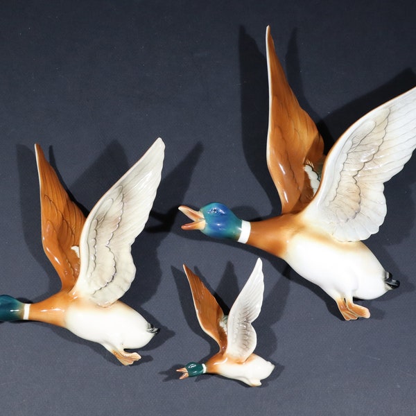 Vintage Flying Ducks Ceramic Wall Decor, Wall Birds