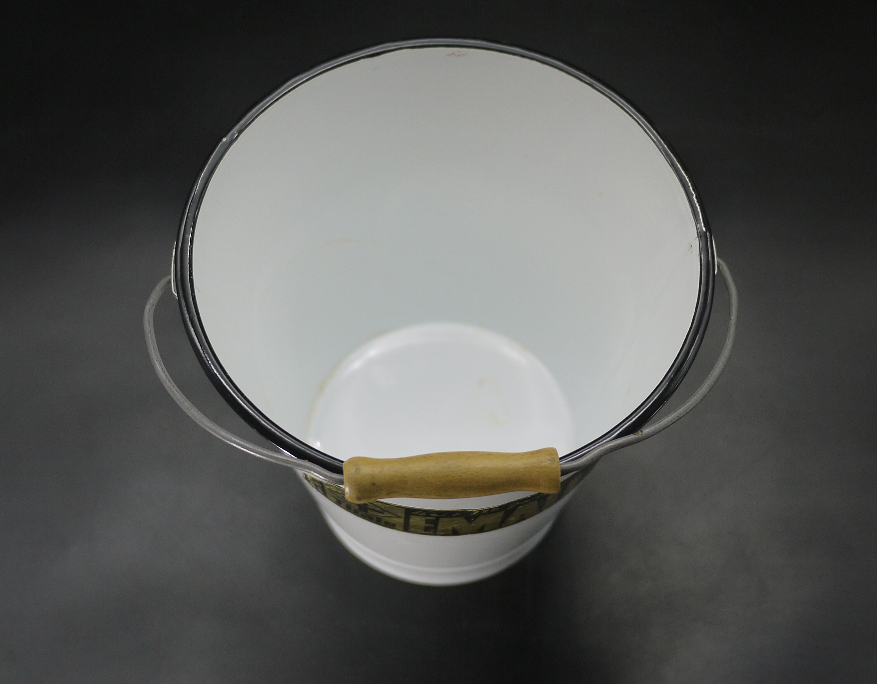 Vintage White Enamel Water Pail Bucket