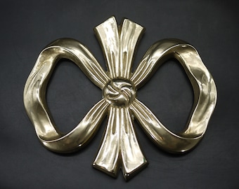 French Vintage Trivet Brass Bow Shaped Pan Stand Gold Table Decor