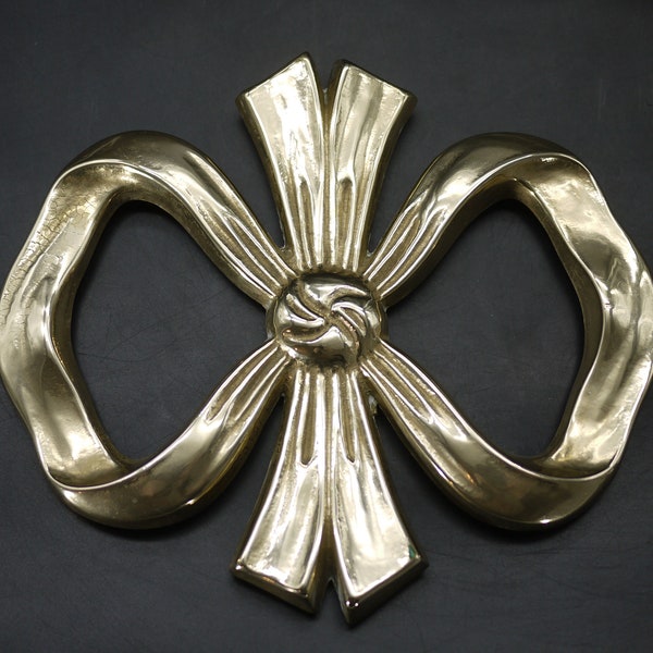 French Brass Bow Trivet, Vintage Table Decor