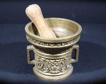 Antique Bronze Mortar and Pestle Spice Herb Grinder