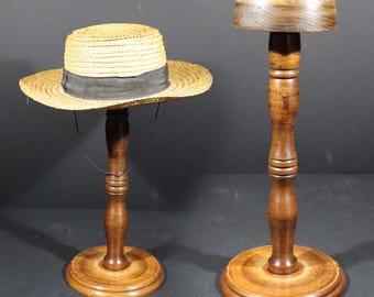 Art Deco Large Hat Stand French Turned Wood Wig Stand Hat Display