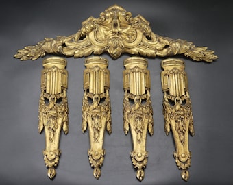 Antique French Bronze Furniture Ornaments and Pediment set
