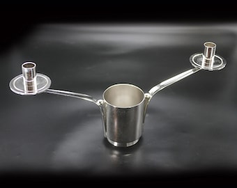 Vintage Modern Candle Holders Silver Plated Candelabra Flower Vase with Candlestick Holders by Rhodargo