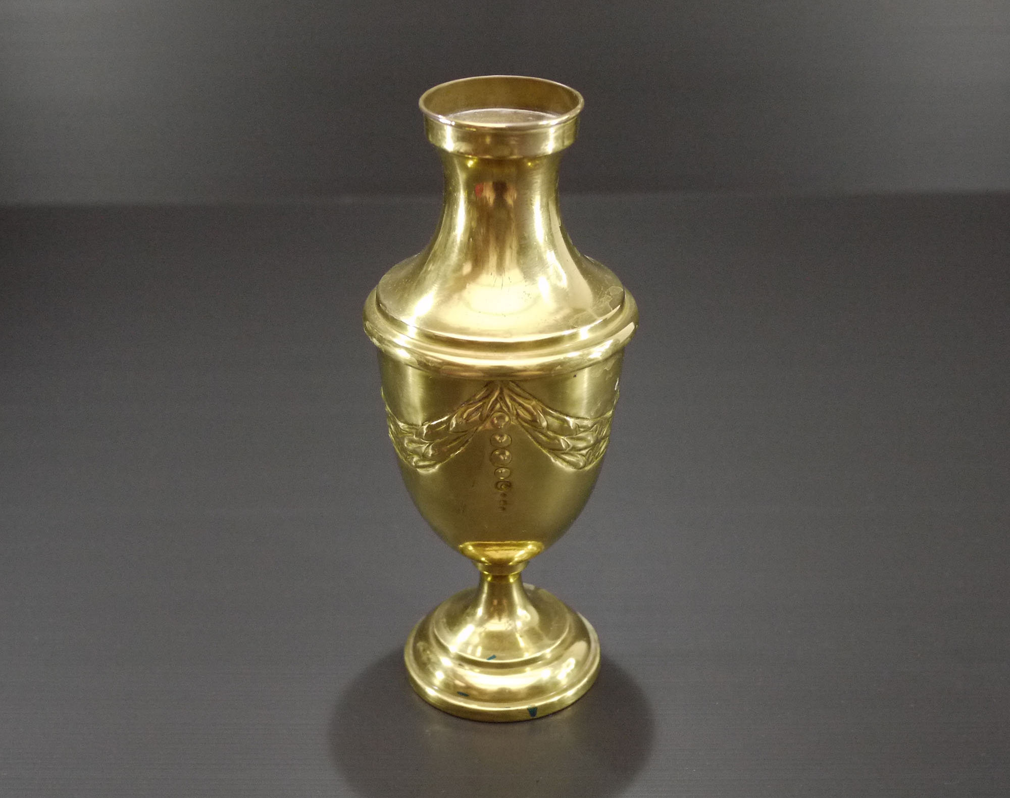 Vintage French Brass Vase Embossed Decor