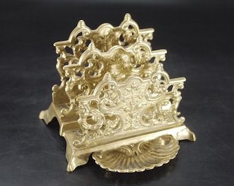 Vintage Gilded Brass Rococo Letter Holder