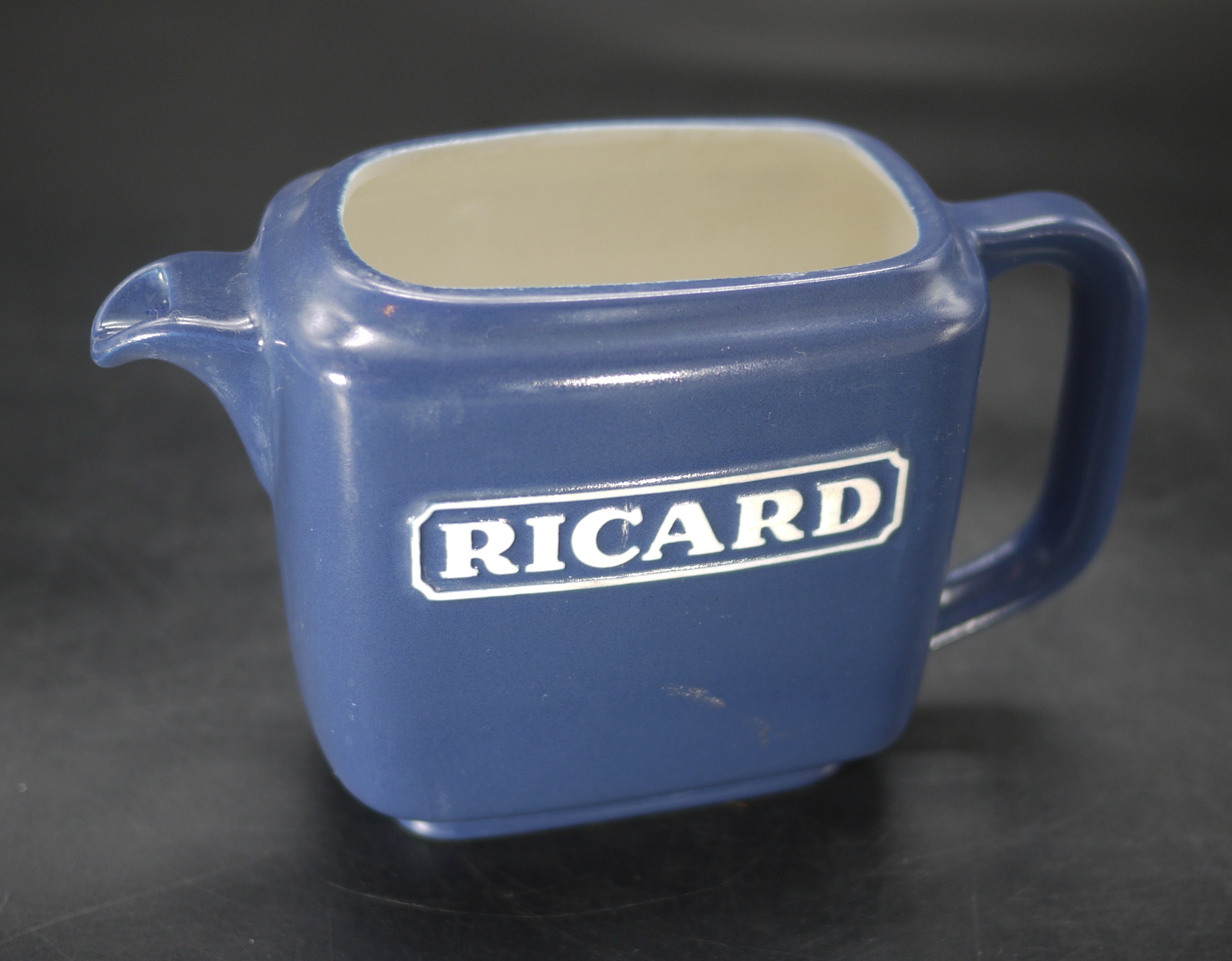 Vintage Ricard Water Pitcher, Blue Ceramic 0.5 L