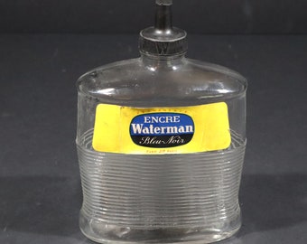 Vintage Ink Bottle Waterman Paris French Glass Ink Advertising Large Display Bottle