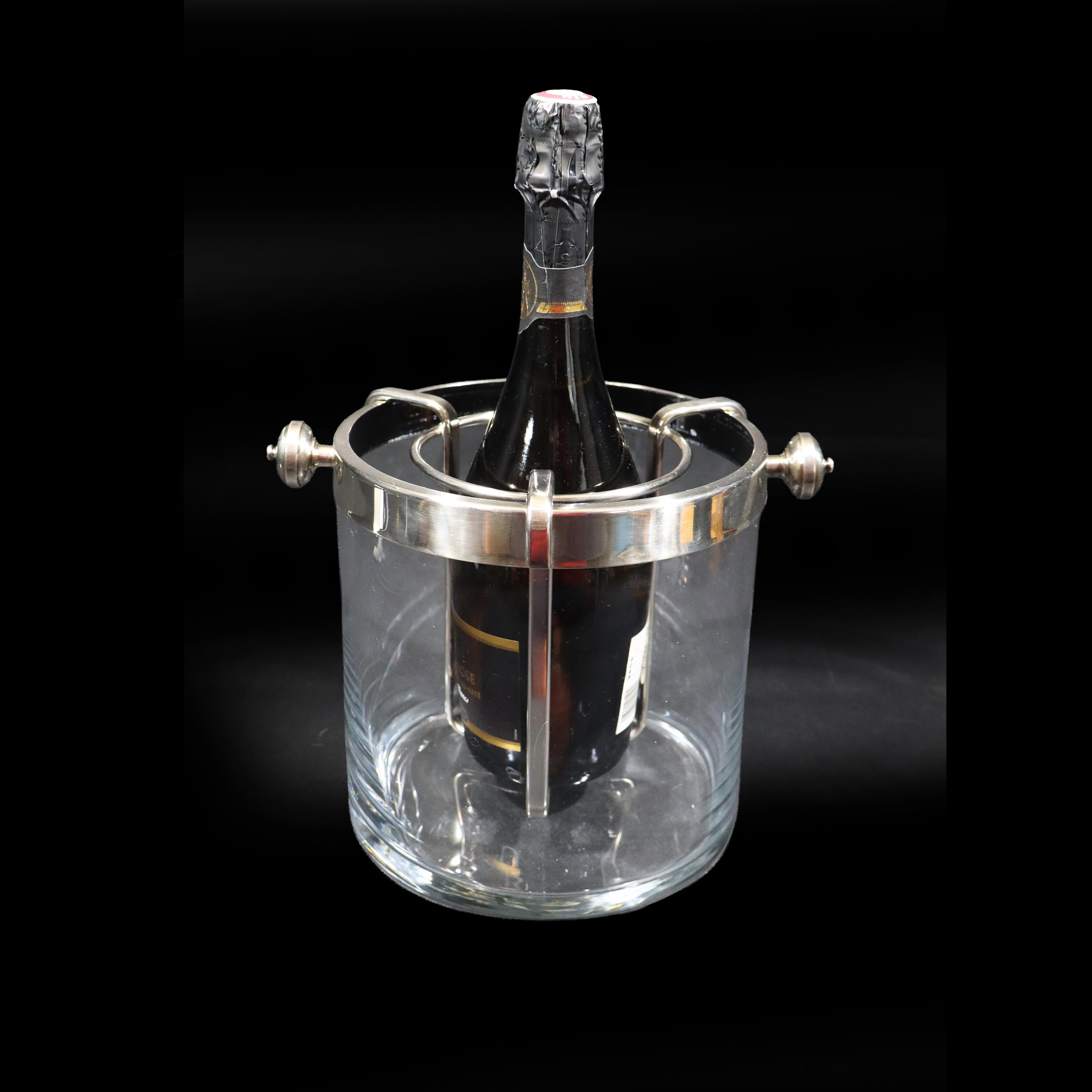 Christofle Fleuron Large Champagne Bucket: Silver Plate and Glass