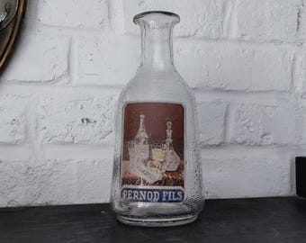 Pernod Fils Antique French Glass Carafe Bistro Cafe Decor