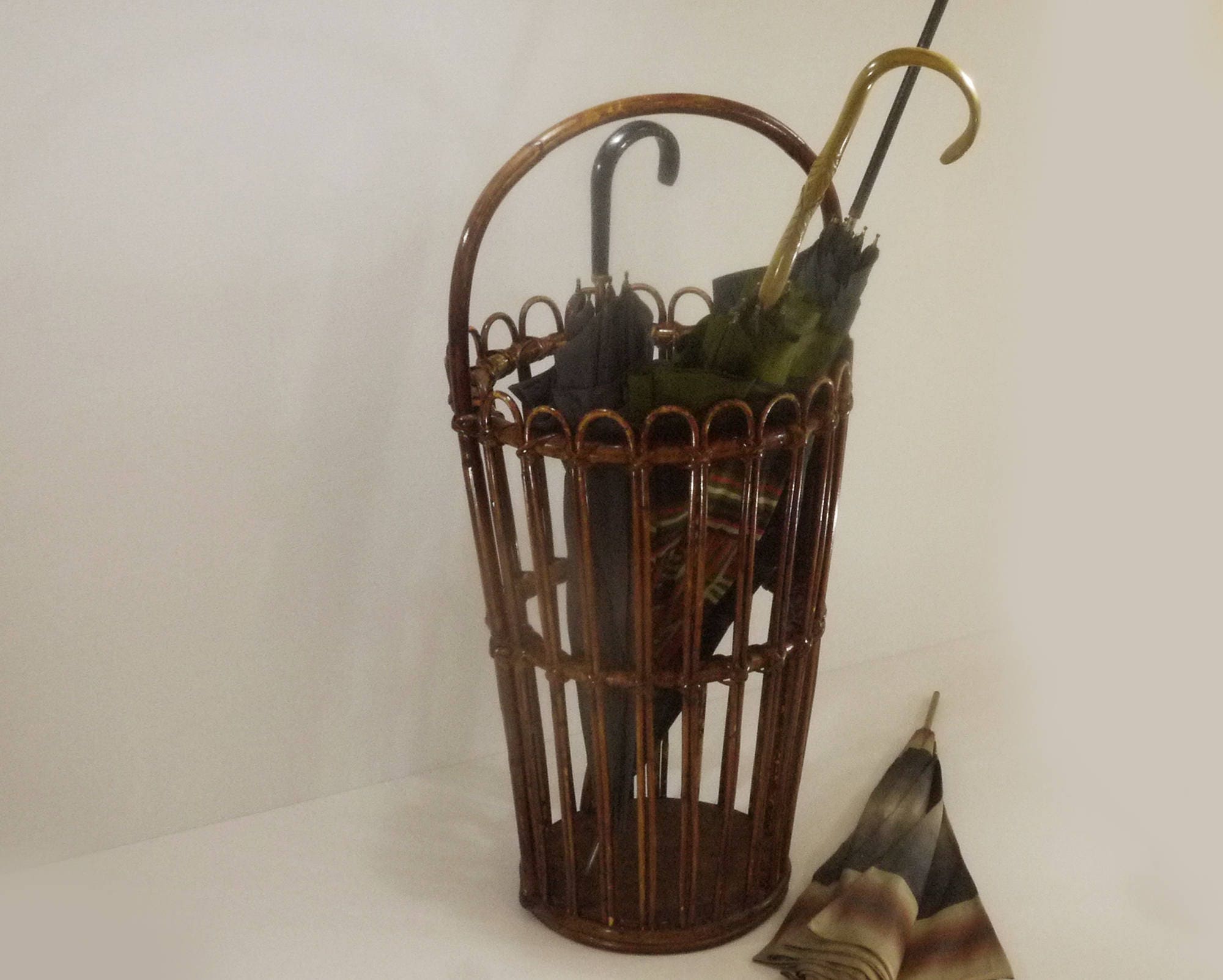 Vintage Large Bamboo Umbrella Stand
