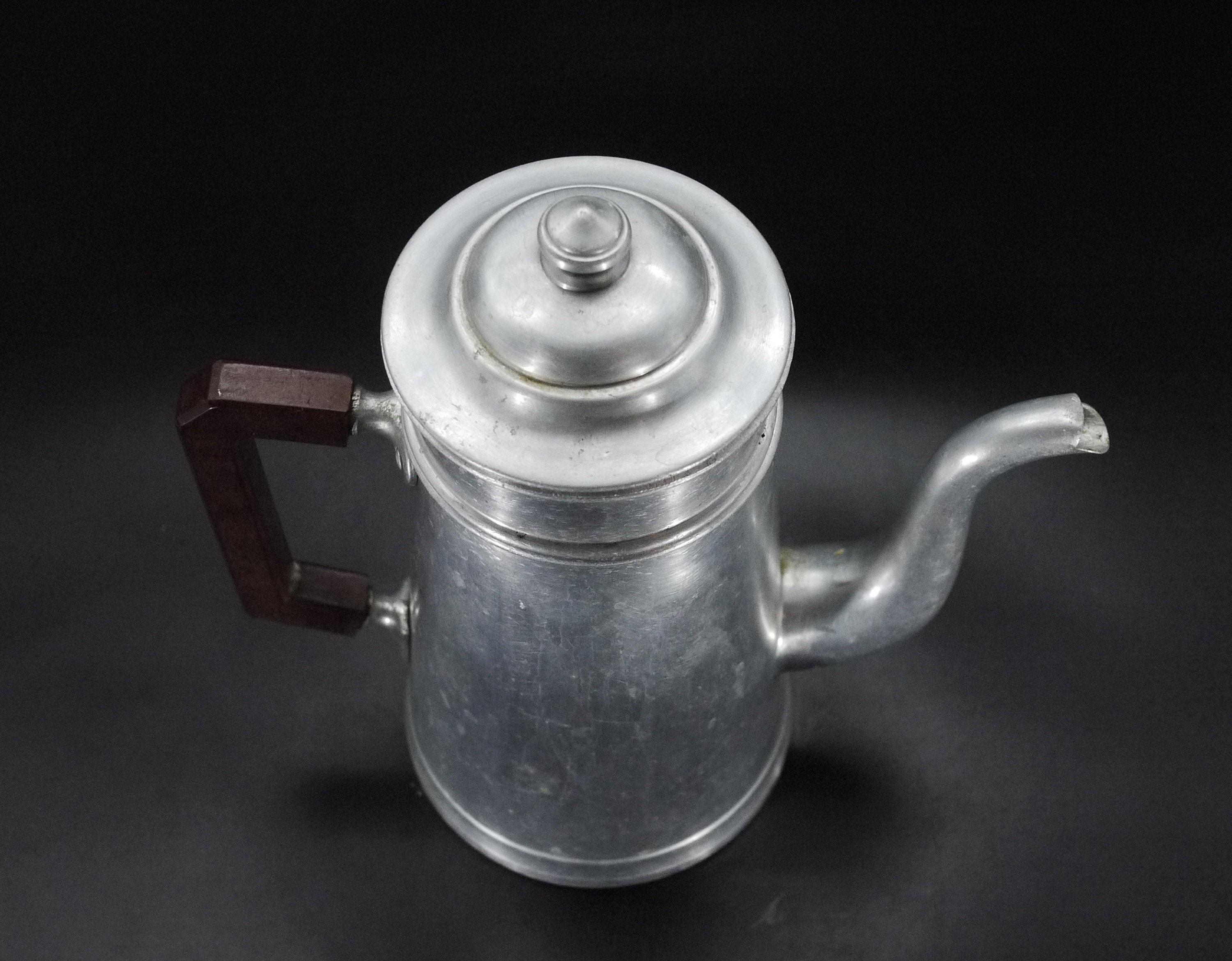 French Aluminium Coffee Pot with Bakelite Handle Tournus