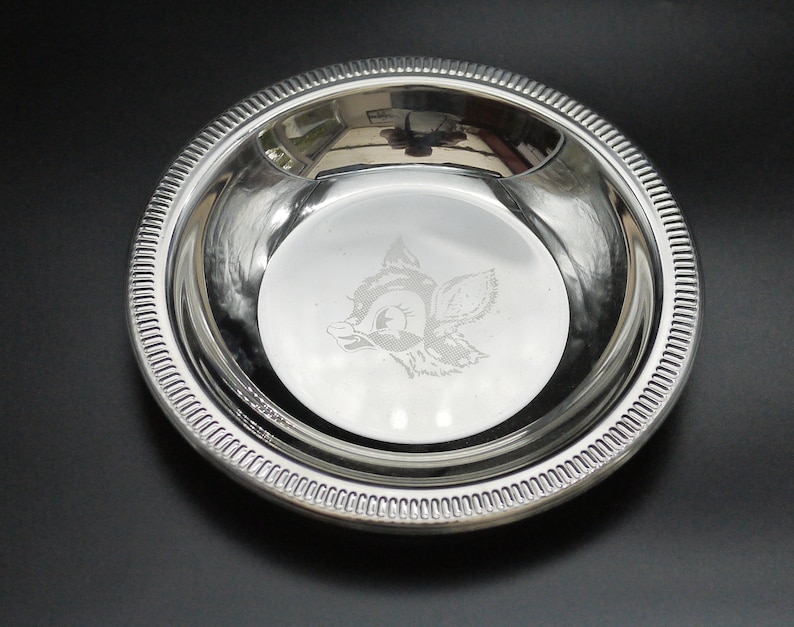 French Bambi baby Bowl and spoon Jean Couzon Orf\u00e8vre boxed gift
