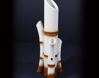 Vintage Ceramic Vase Four Spout Flower Vase, Bamboo Design Ceramic Multi Hole Vase by Nimy