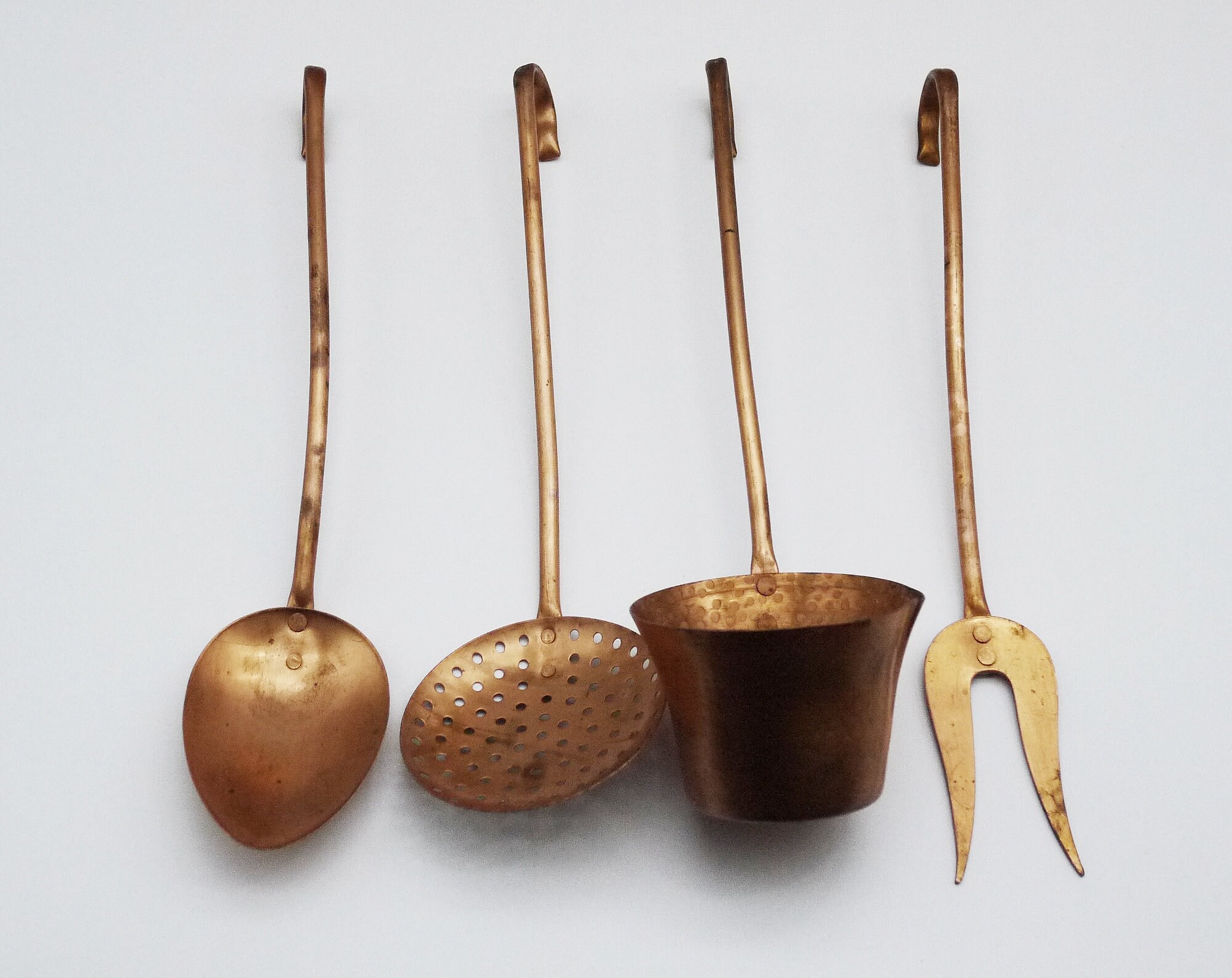 French Copper Utensil Rack with Kitchen Utensil Set