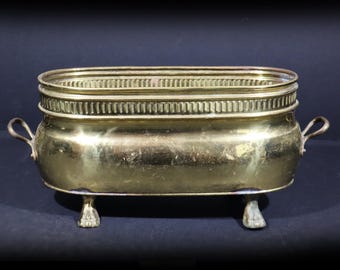 French Copper Jardiniere Large Oval Planter with Paw Feet