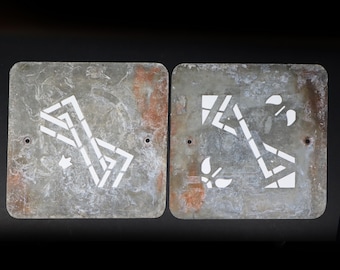 Vintage Large Metal Stencils for Furniture set of 2 French Reusable Arts and Crafts Wall Stencils