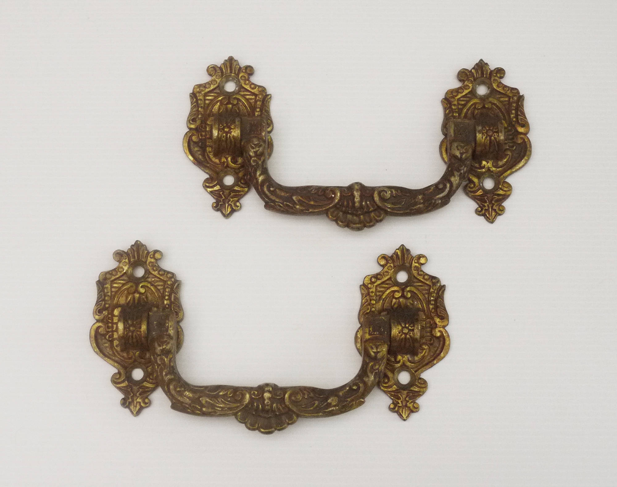 French Antique Pair of Bronze Piano Handles Signed L.