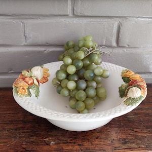 French Ceramic Fruit Strainer Vintage Berry Colander Farmhouse Kitchen Centerpiece Fruit Bowl